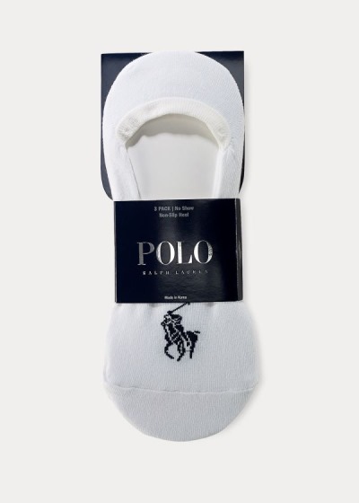 Calcetines Polo Ralph Lauren Hombre Blancos - No-Show Liner 3-Pack - KYXUO2814